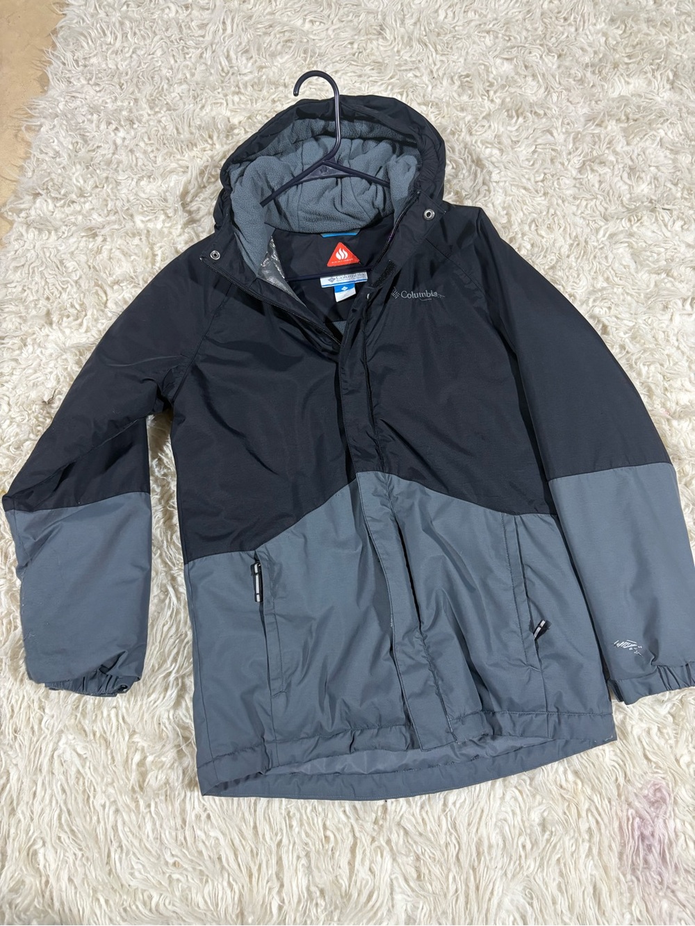 Columbia boys Black and Gray Hooded Ski Jacket
